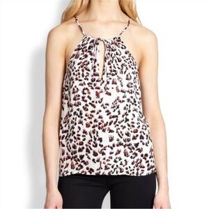 Parker Animal Print Halter Silk Tank Top